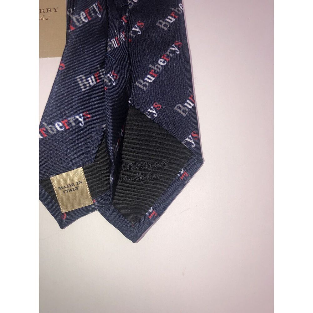 Burberry Tie Navy Archive Logo Print Manston Silk Made In Italy NEW - Picture 10 of 11